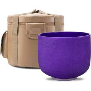 Violet A# Note Crystal Singing Bowl Pineal Chakra 8 inch, Rubber Mallet